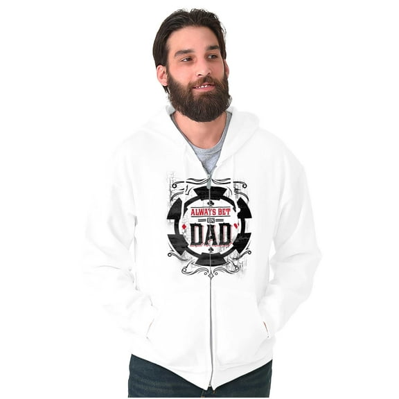 Always Bet On Dad Gambling Chip Men's Big & Tall Graphic Zip Up Hoodie Brisco Brands 2X
