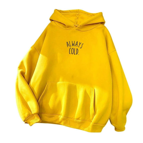 Always Cold Women's Hoodies 2024 Fall Casual Long Sleeve Oversized Pullover Hooded Sweatshirt Tops with Pocket