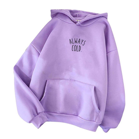 Always Cold Women's Hoodies 2024 Fall Casual Long Sleeve Oversized Pullover Hooded Sweatshirt Tops with Pocket