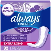 Always Daily Extra Protect Panty Liners, Extra Long Length, Unscented, 92 Count