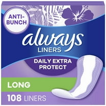 Always Daily Extra Protect Panty Liners, Long Length, Unscented, 108 Count
