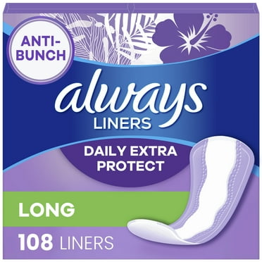 Always Daily Extra Protect Panty Liners, Long Length, Unscented, 108 Count