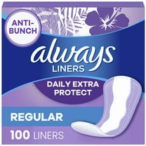Always Daily Extra Protect Panty Liners, Regular Length, Unscented, 100 Count