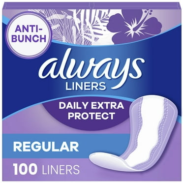Always Daily Extra Protect Panty Liners, Regular Length, Unscented, 100 Count