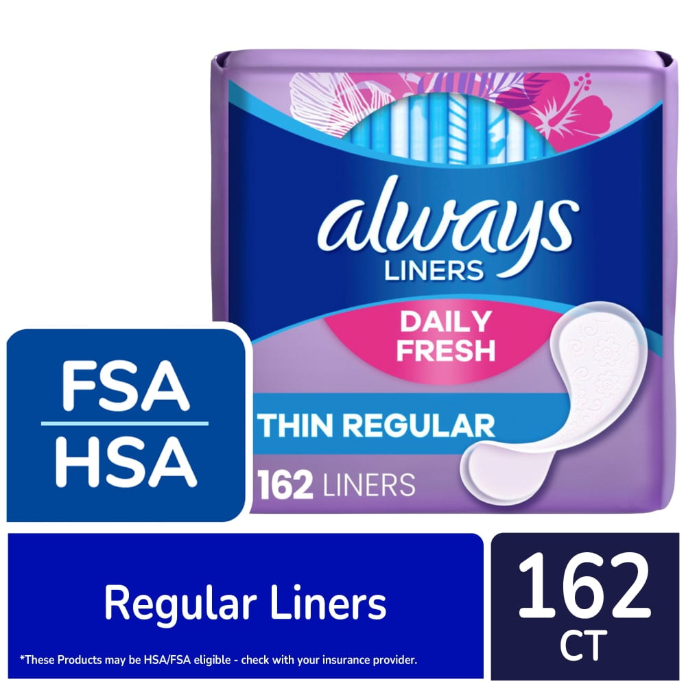 Always Daily Fresh Liners Thin Regular Unscented - 162 count
