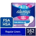 thumbnail image 1 of Always Daily Fresh Liners Thin Regular Unscented - 162 count, 1 of 5