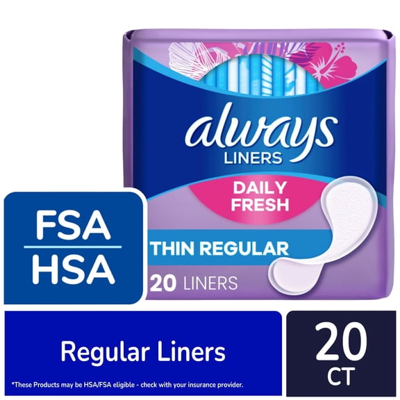 Always Daily Fresh Liners Thin Regular Unscented - 20 count