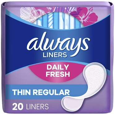 Always Daily Fresh Thin Panty Liners, Regular Absorbency, Unscented, 20 Count