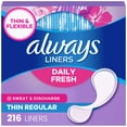 thumbnail image 1 of Always Thin No Feel Protection Daily Liners, Regular, Unscented, 216 Count, 1 of 14