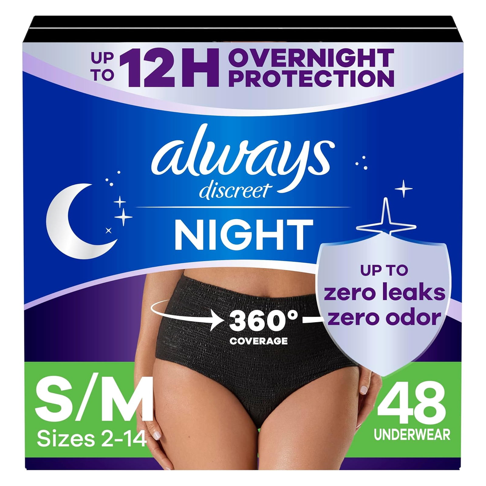 Always Discreet Adult Overnight Underwear, Small/Medium, 48ct - Walmart.com