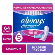 Always Discreet Pads, Maximum Absorbency, Regular Length, 64 Count