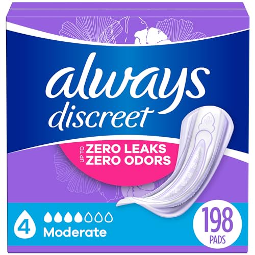 Always Discreet Adult Incontinence Pads for Women, Moderate Absorbency