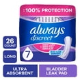 thumbnail image 1 of Always Discreet Incontinence Pads for Women, Ultimate Extra Absorbency, Long Length, Postpartum Pads, 26 Count, 1 of 12