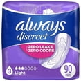 thumbnail image 1 of Always Discreet Adult Incontinence & Postpartum Pads for Women, Size 3, Light Absorbency, Regular Length, 30 Count x 3 Packs (90 Count total) (Packaging May Vary), 1 of 3