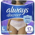 thumbnail image 1 of Always Discreet Adult Incontinence Underwear for Women, L, 17 CT, 1 of 15