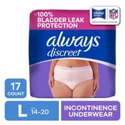 Always Discreet - Adult Diapers for Women Size L, 17 Count