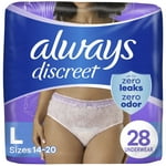 Always Discreet, Incontinence & Postpartum Underwear for Women, Maximum, Large, 28 Count