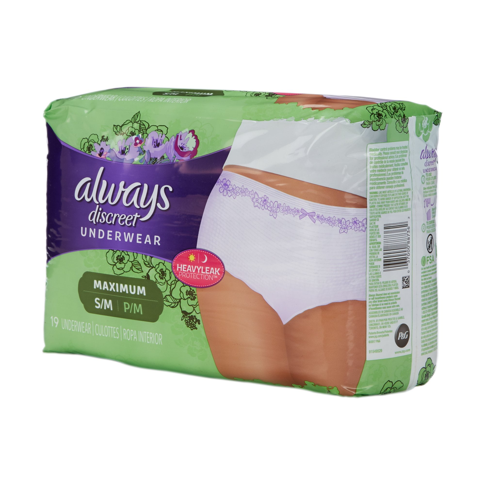 Always Discreet Adult Incontinence Underwear for Women Maximum Absorbency, Small/Medium, 19 Ct