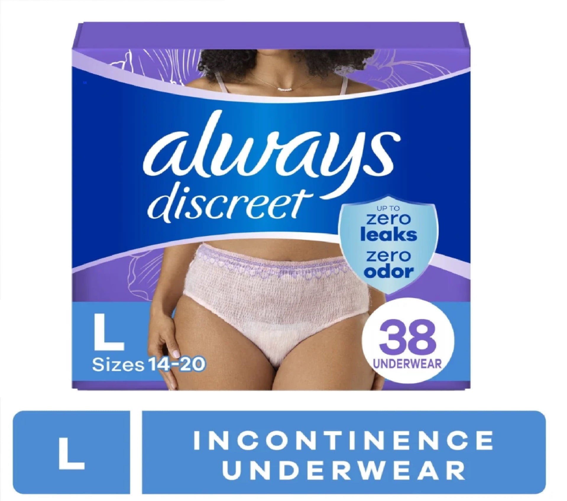 Always Discreet Adult Incontinence Underwear for Women, Size L, 38 CT ...