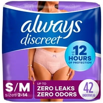 Always Discreet Adult Incontinence Underwear for Women, Size S/M, 42 CT