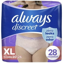 Always Discreet Adult Incontinence Underwear for Women and Postpartum Underwear, XL, Up to 100% Bladder Leak Protection, 28 CT