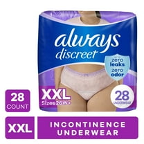Always Discreet Adult Incontinence Underwear for Women and Postpartum Underwear, XXL, Up to 100% Bladder Leak Protection, 28 Count