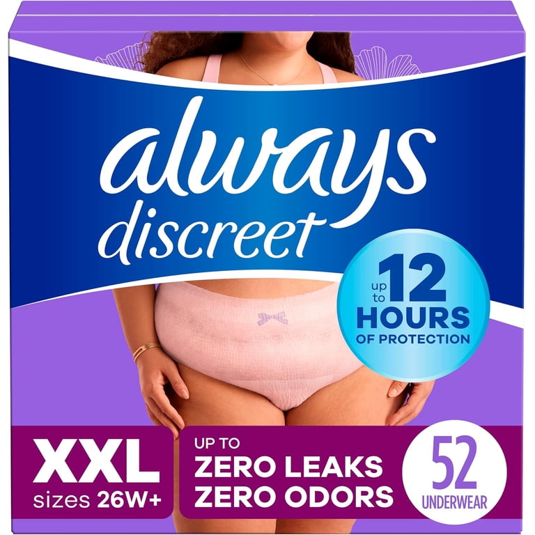 Always Discreet, Incontinence and Postpartum Underwear, XXL, Blue
