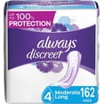 thumbnail image 1 of Always Discreet Adult Moderate Long Incontinence Pads, Up to 100% Leak-Free Protection 54 Count x 3 Pack (162 Count total), 1 of 3
