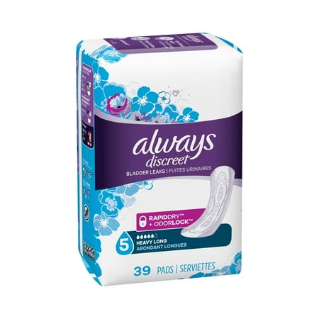 Always Discreet Bladder Protection Pads, Maximum Absorbency, 39 Count