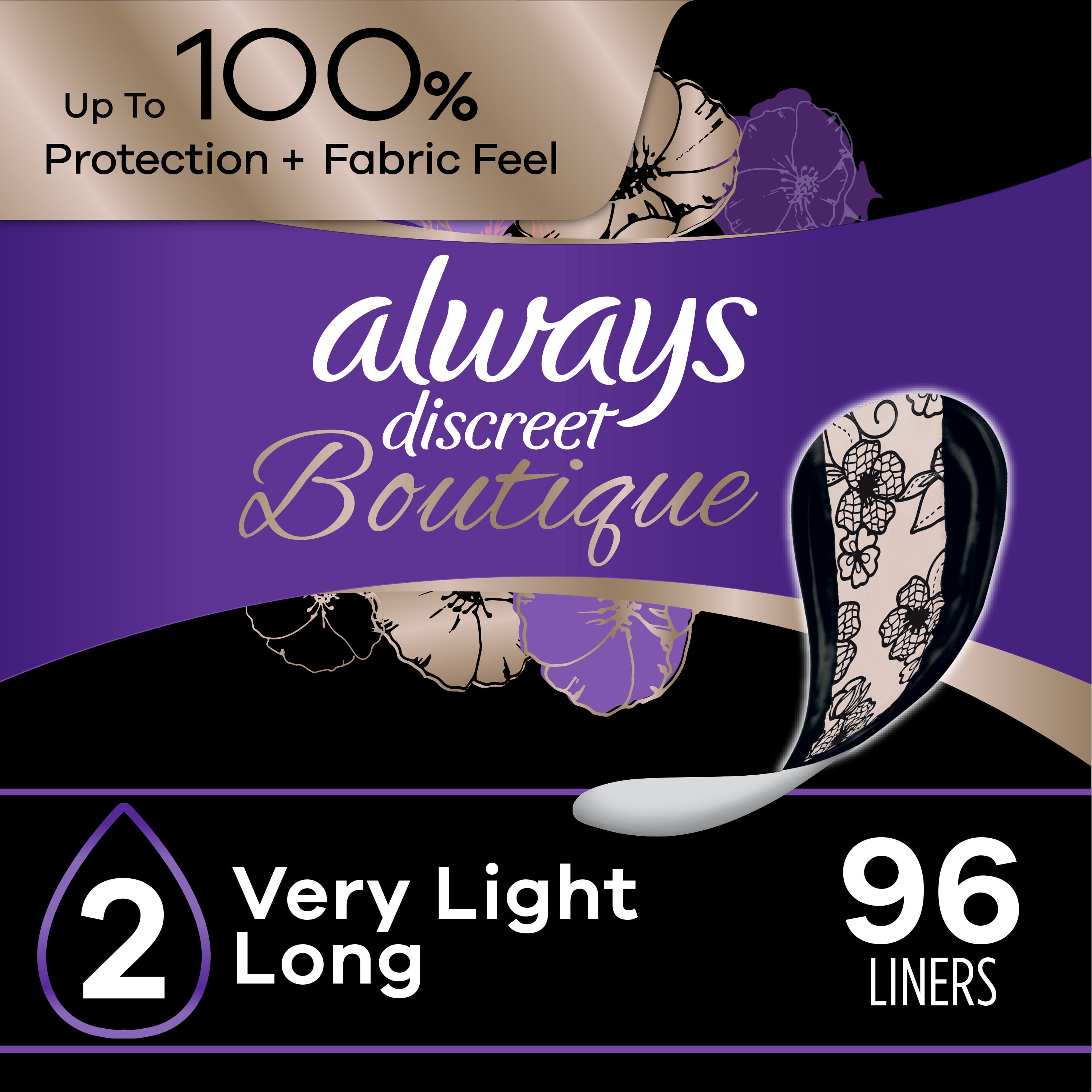 Always Discreet Sensitive Skin Liners, Light Long Absorbency Long Length