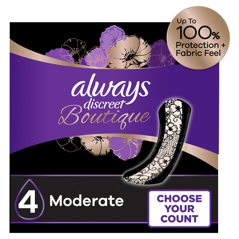 https://i5.walmartimages.com/seo/Always-Discreet-Boutique-Incontinence-Pads-Moderate-Absorbency-Regular-Length-48-CT_4bd30303-f362-4183-8720-7420354286e3.6e6ee6e0b0f1a031084c60c4395b155f.jpeg?odnHeight=768&odnWidth=768&odnBg=FFFFFF
