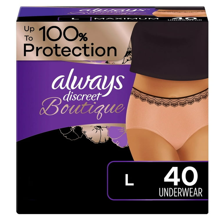 Discreet Incontinence Underwear, Maximum Absorbency, Large, 17 units –  Always : Incontinence