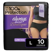 Always Discreet Boutique Incontinence Underwear, Maximum Protection, S/m, Black, 12 Ct