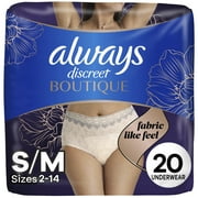 Always Discreet Boutique Incontinence Underwear, Maximum Protection, S/M, Rosy, 20 Ct