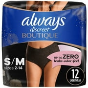 Always Discreet Boutique Incontinence Underwear, Maximum Protection, S/m, Black, 12 Ct