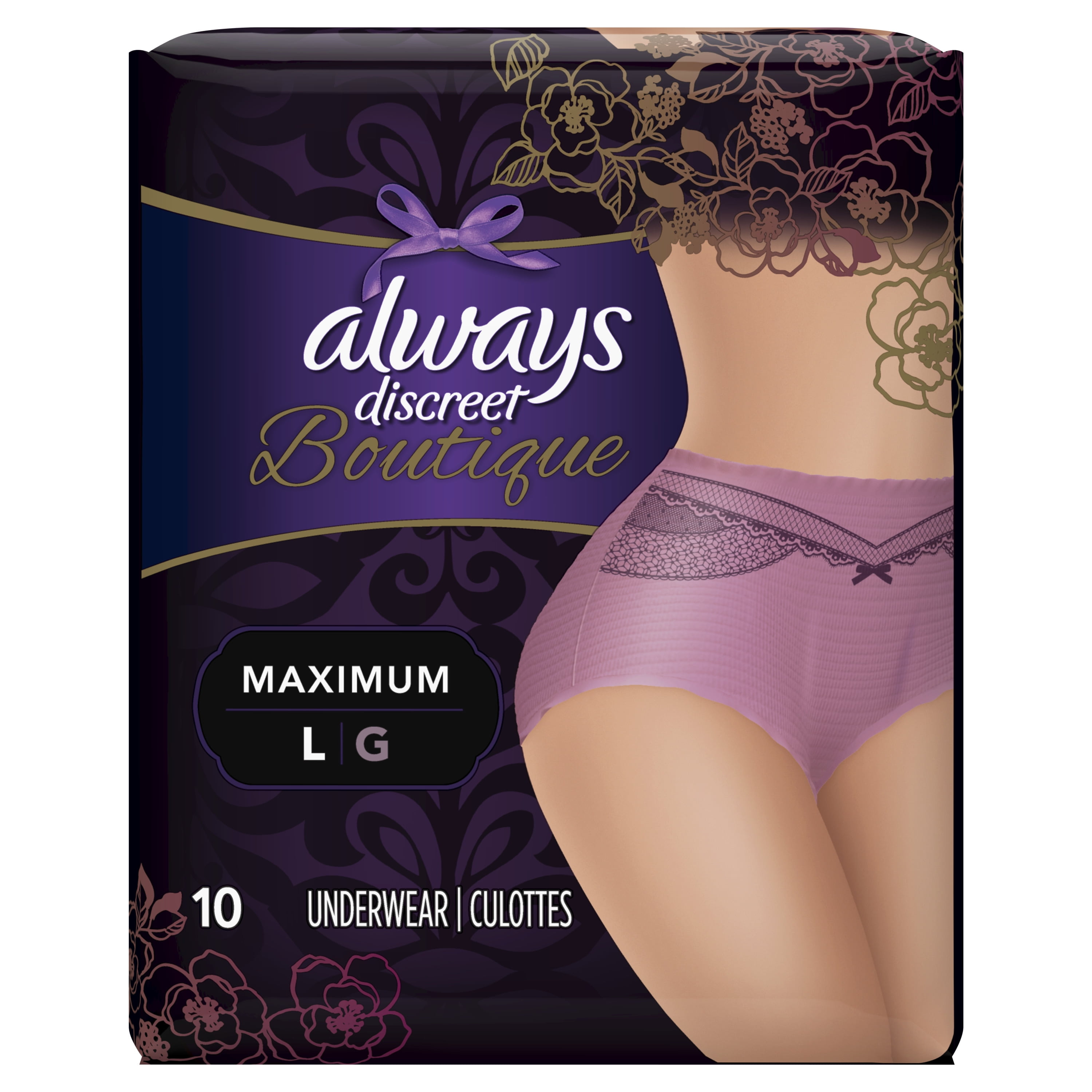 Always Discreet Underwear, Boutique, Maximum, Large 10 ea, Feminine Care