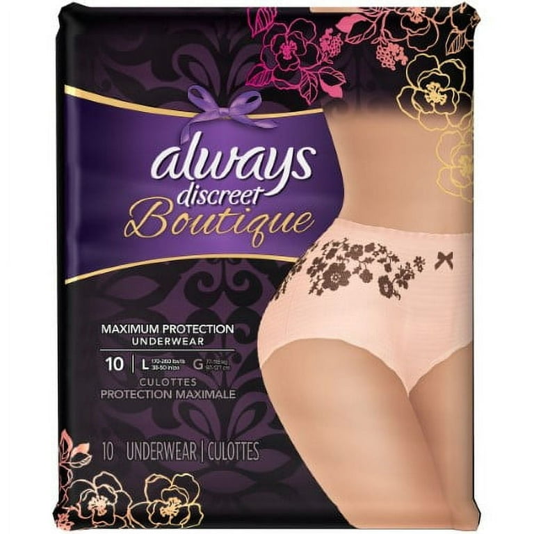 Always Discreet Boutique Incontinence Underwear for Women, (Pack of 8)