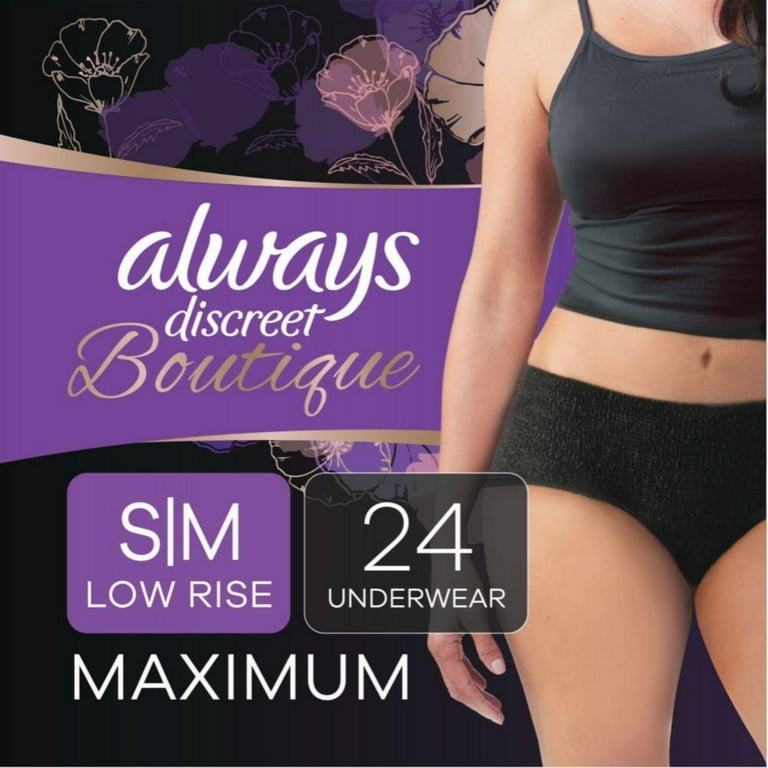 Always Discreet Boutique Black Low-Rise Maximum Size Small/Medium