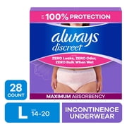 Always Discreet - Adult Diapers for Women, Size L, 28 Count