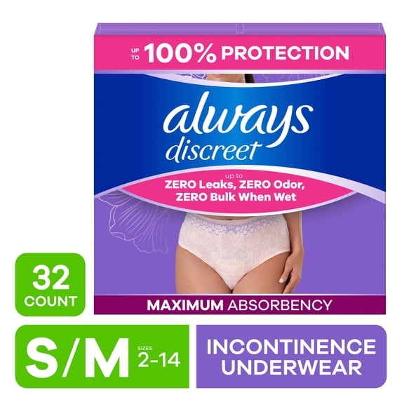 Always Discreet - Adult Diapers for Women Size S/M, 32 Count