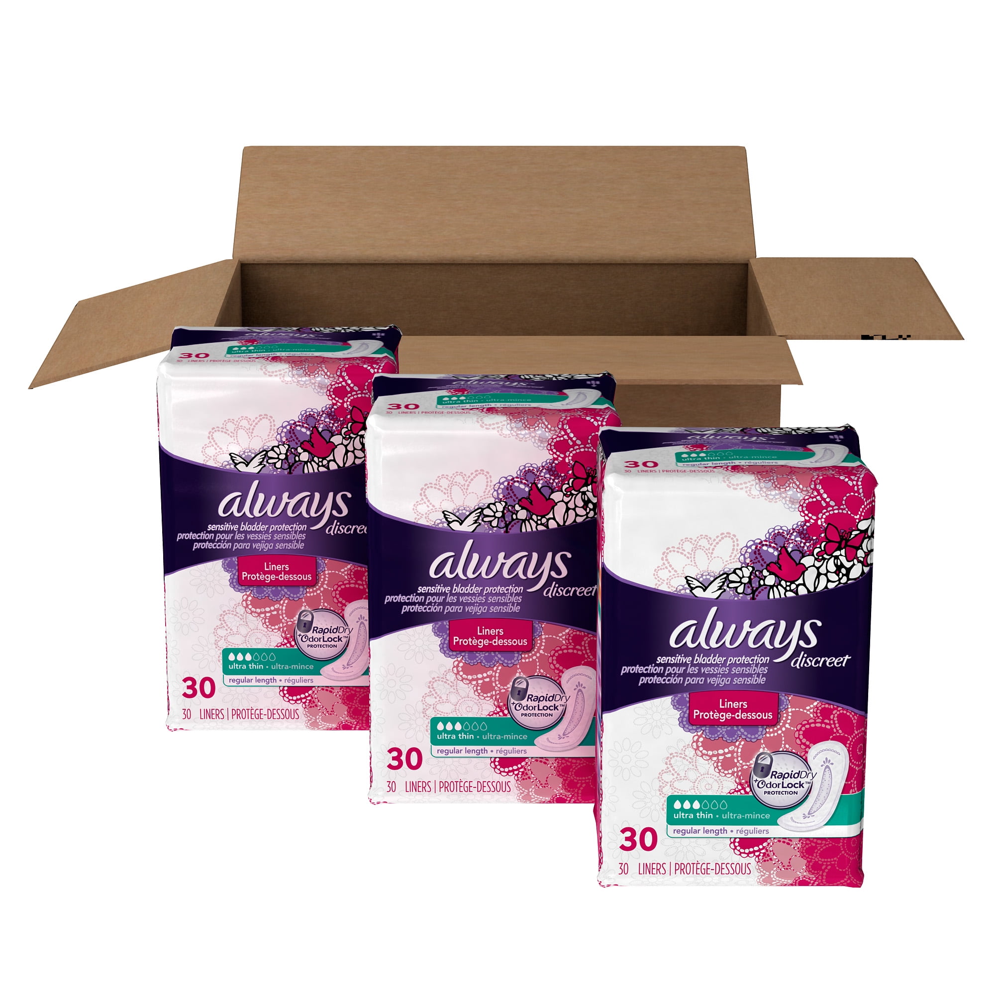 Always Discreet Incontinence Liners, Ultra Thin, Regular (choose your ...