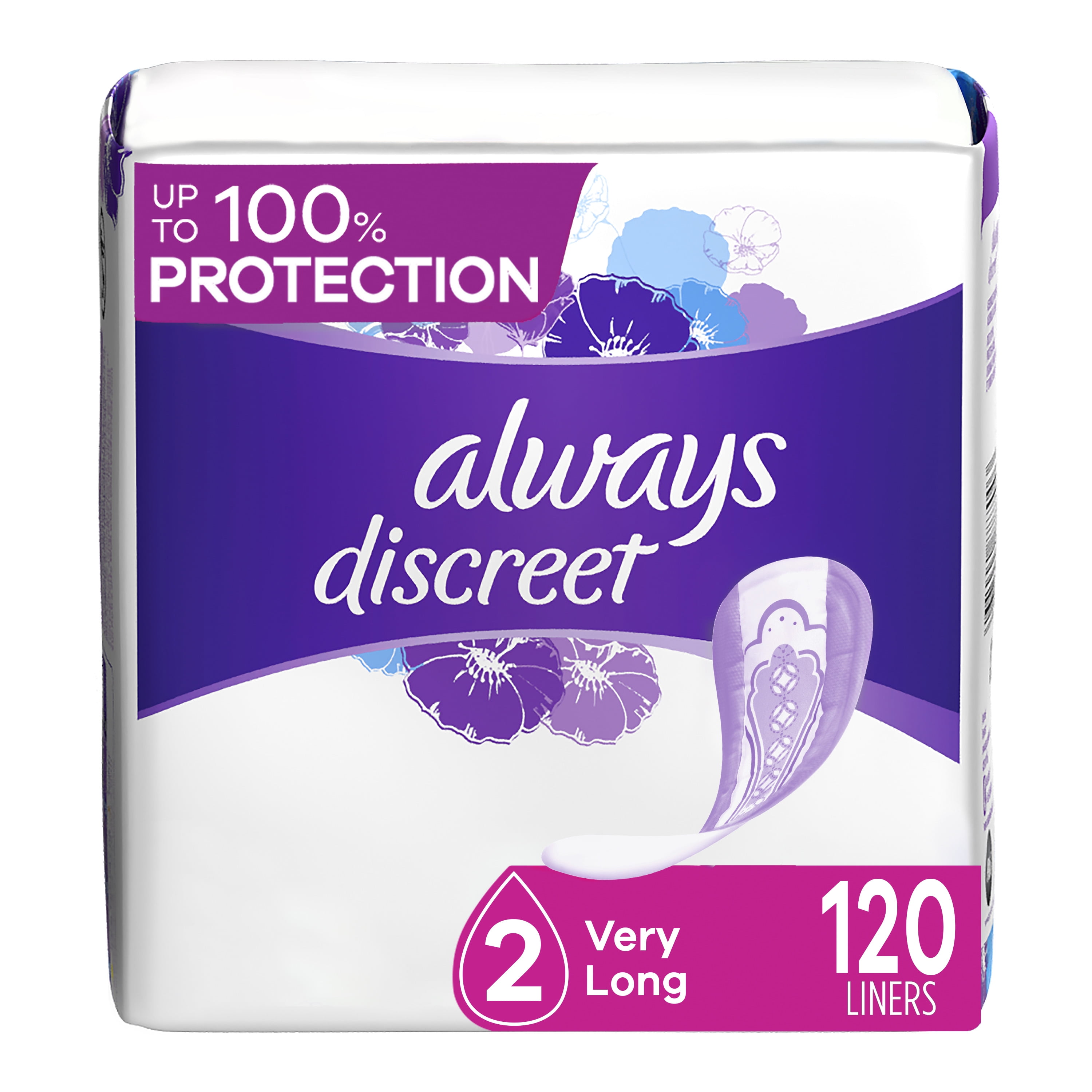Always Discreet Incontinence Liners, Very Light Regular, 120 CT