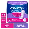 Always Discreet Incontinence Panty Liners for Bladder Leaks, Size 2, Very Light Absorbency,  Count