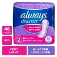 thumbnail image 1 of Always Discreet Incontinence Panty Liners for Bladder Leaks, Size 2, Very Light Absorbency, 48 Count, 1 of 9