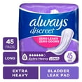 thumbnail interactive-video image 1 of Always Discreet Adult Incontinence Pads for Women, Extra Heavy Absorbency, Long Length, Postpartum Pads, 45 Count, 1 of 11