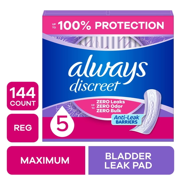 Always Discreet Pads, Maximum Absorbency, Regular 144 Count