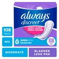 thumbnail image 1 of Always Discreet Incontinence Pads for Women, Moderate Absorbency, Regular Length, Postpartum Pads, 108 Count, 1 of 11