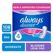 Always Discreet Pads, Moderate Absorbency, Regular, 108 Count