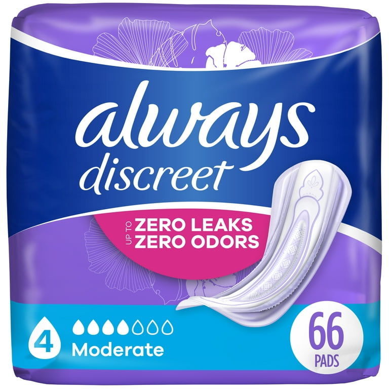 Always Discreet Incontinence Pads, Moderate Absorbency, Regular