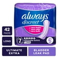thumbnail image 1 of Always Discreet Adult Incontinence Pads for Women, Ultimate Extra Absorbency, Long Length, Postpartum Pads, 42 Count, 1 of 9
